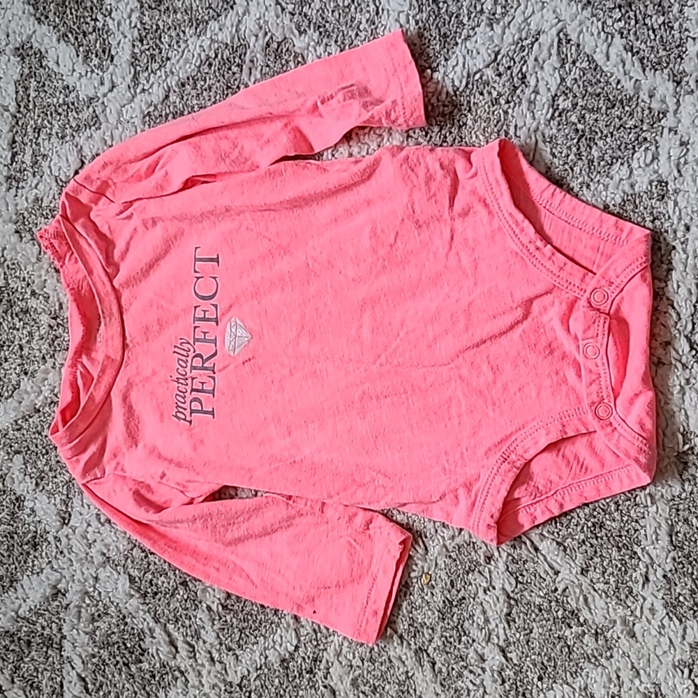 20 for $10 - Carter's Girls 12m Pink "Practically Perfect" Long Sleeve Onesie